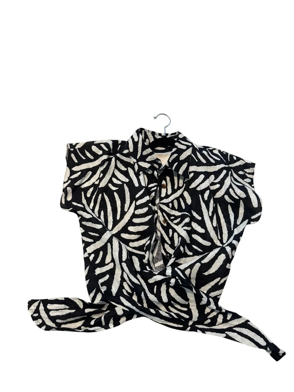NWOT Cala de la Cruz Black White Linen Leroy Top Fabiana Skirt Set, Size XS